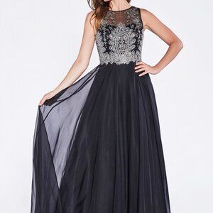 Illusion Neck A-Line Shape Prom Dress CD56